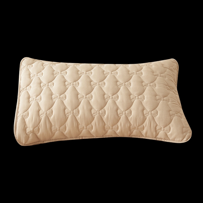 91家纺网 家纺一手货源 找家纺 LIFE.丽芙 2025新款水洗原棉夹棉包边枕套 蝴蝶结枕套-奶茶