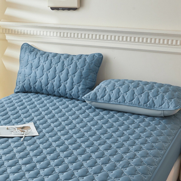 91家纺网 家纺一手货源 找家纺 LIFE.丽芙 2025新款水洗原棉夹棉包边枕套 蝴蝶结枕套-宾利蓝