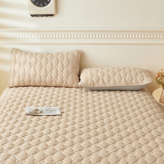 91家纺网 家纺一手货源 找家纺 LIFE.丽芙 2025新款水洗原棉夹棉包边枕套 蝴蝶结枕套-奶茶