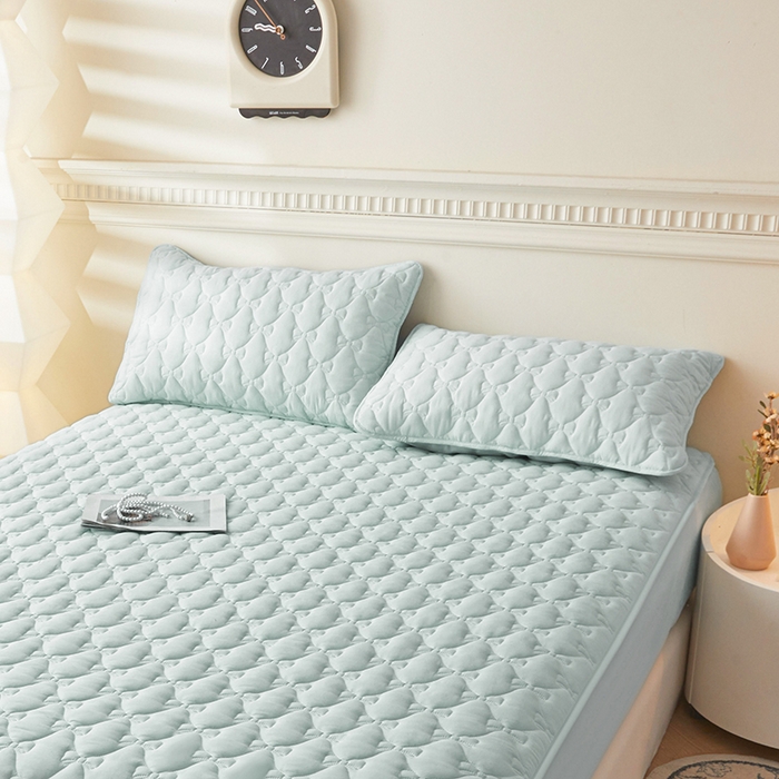 91家纺网 家纺一手货源 找家纺 LIFE.丽芙 2025新款水洗原棉夹棉包边枕套 蝴蝶结枕套-天空蓝