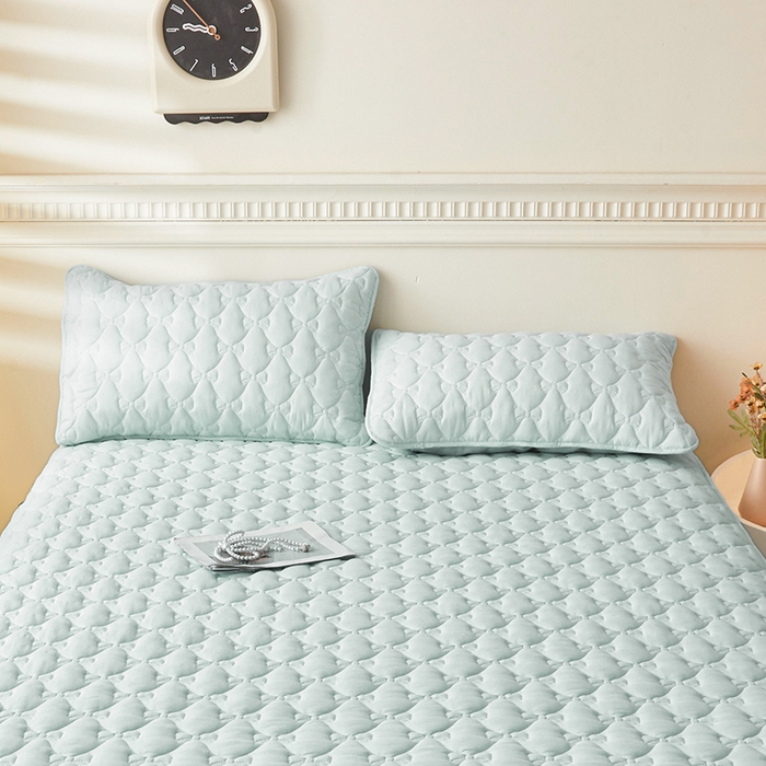 91家纺网 家纺一手货源 找家纺 LIFE.丽芙 2025新款水洗原棉夹棉包边枕套 蝴蝶结枕套-天空蓝