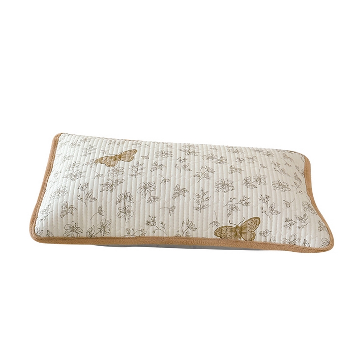 91家纺网 家纺一手货源 找家纺 LIFE.丽芙 2025新款A类全棉夹棉包边枕套 蝶舞-咖