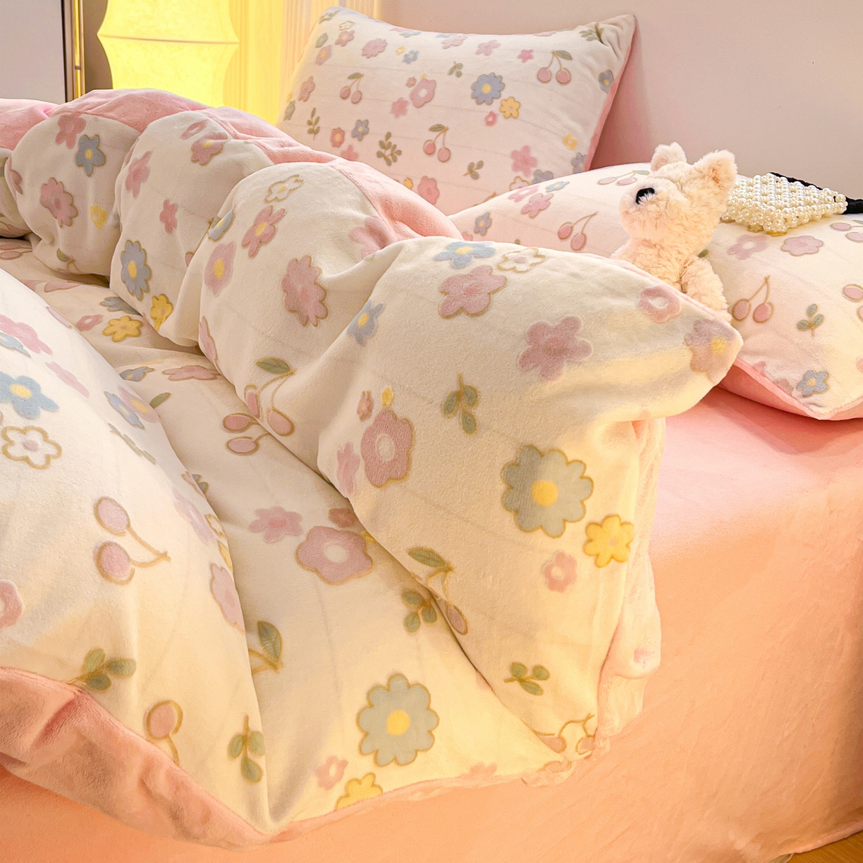 91家纺网 家纺一手货源 找家纺 如一 2025新款3D雕花牛奶绒单被套被套单件单品被套 缤纷-粉