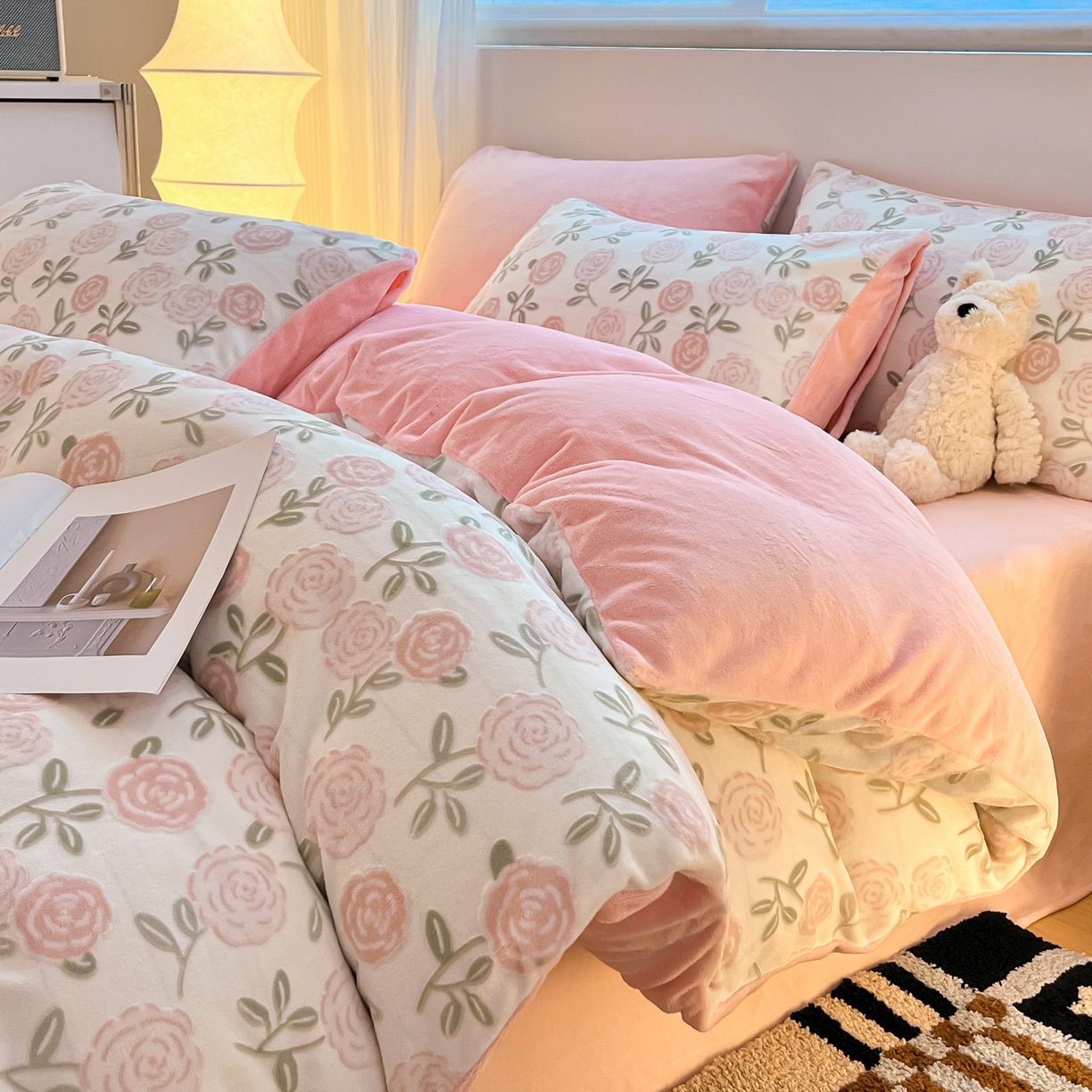 如一 2025新款3D雕花牛奶绒单被套被套单件单品被套 繁花-粉