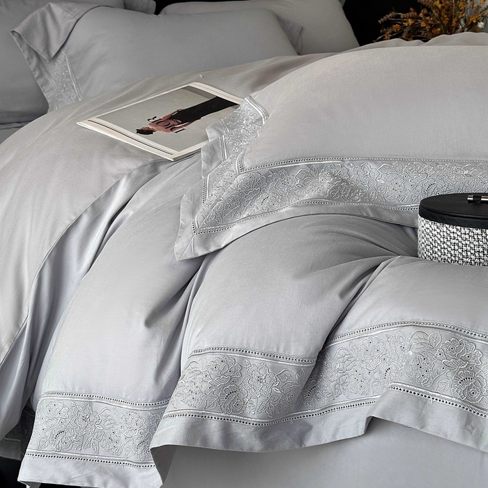 91家纺网 家纺一手货源 找家纺 （总）时亿家居 2025新款镂空花边长绒棉纯棉磨毛四件套-海瑟薇