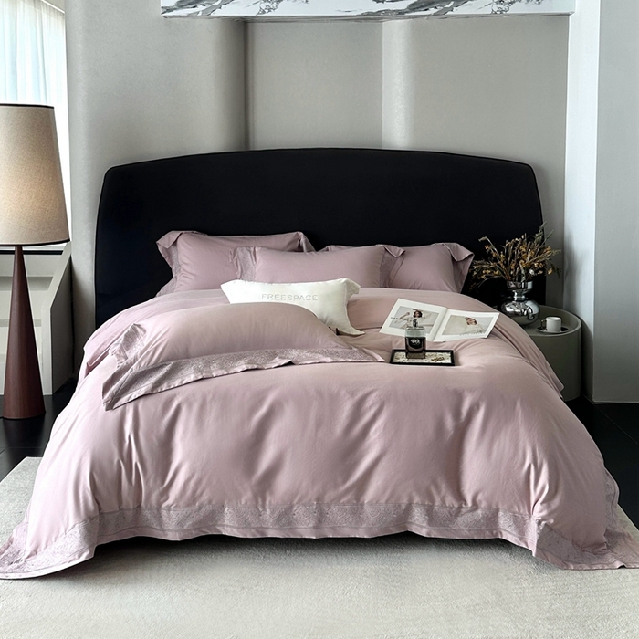 91家纺网 家纺一手货源 找家纺 时亿家居 2025新款镂空花边长绒棉纯棉磨毛四件套-海瑟薇 海瑟薇-悠悠紫