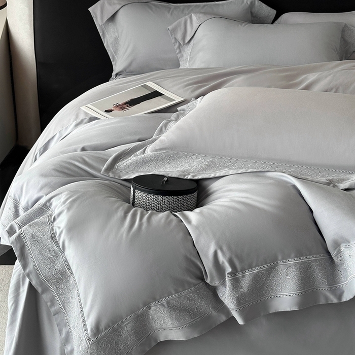 91家纺网 家纺一手货源 找家纺 （总）时亿家居 2025新款镂空花边长绒棉纯棉磨毛四件套-海瑟薇