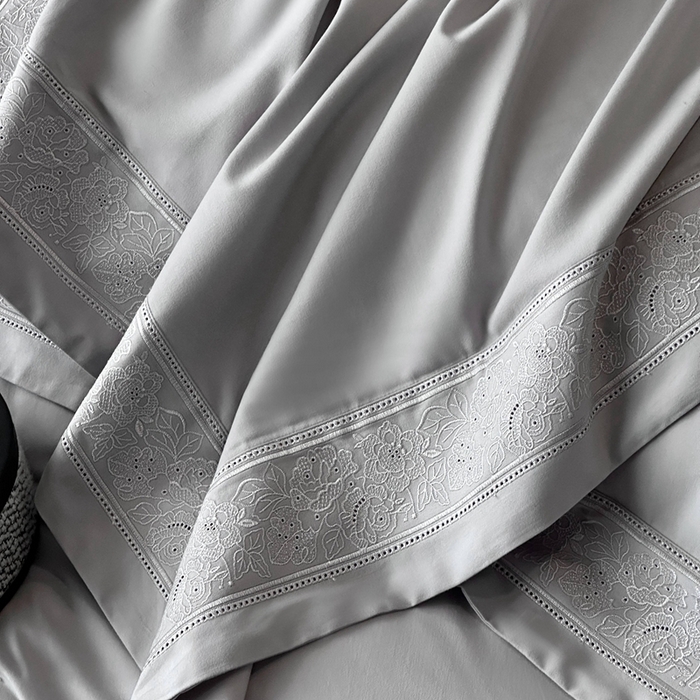 91家纺网 家纺一手货源 找家纺 （总）时亿家居 2025新款镂空花边长绒棉纯棉磨毛四件套-海瑟薇