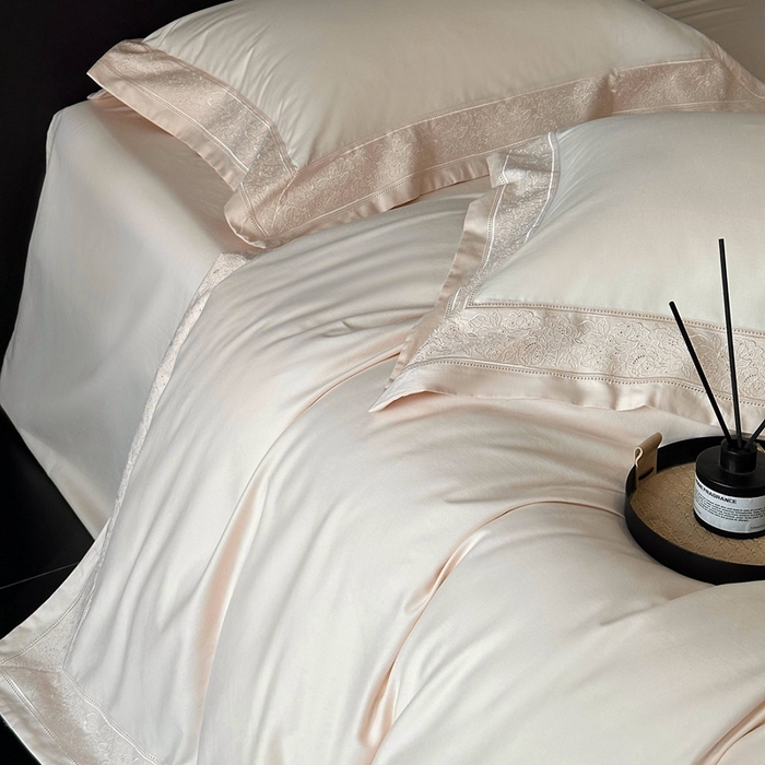 91家纺网 家纺一手货源 找家纺 时亿家居 2025新款镂空花边长绒棉纯棉磨毛四件套-海瑟薇 海瑟薇-米驼色