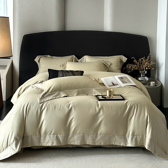 91家纺网 家纺一手货源 找家纺 时亿家居 2025新款镂空花边长绒棉纯棉磨毛四件套-海瑟薇 海瑟薇-浅草绿