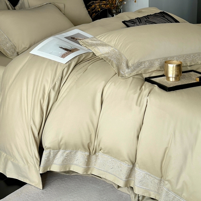 91家纺网 家纺一手货源 找家纺 时亿家居 2025新款镂空花边长绒棉纯棉磨毛四件套-海瑟薇 海瑟薇-浅草绿