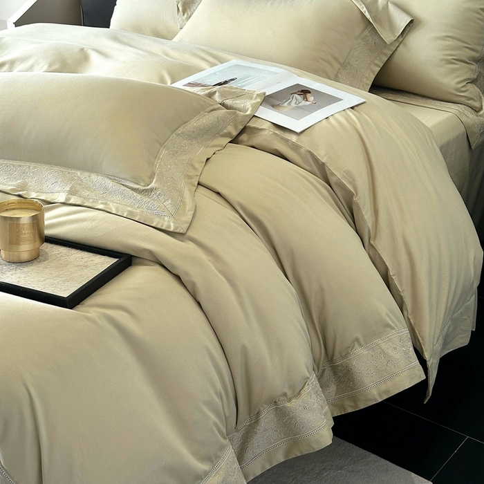 91家纺网 家纺一手货源 找家纺 时亿家居 2025新款镂空花边长绒棉纯棉磨毛四件套-海瑟薇 海瑟薇-浅草绿