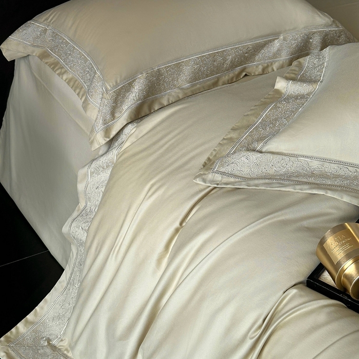 91家纺网 家纺一手货源 找家纺 时亿家居 2025新款镂空花边长绒棉纯棉磨毛四件套-海瑟薇 海瑟薇-浅草绿