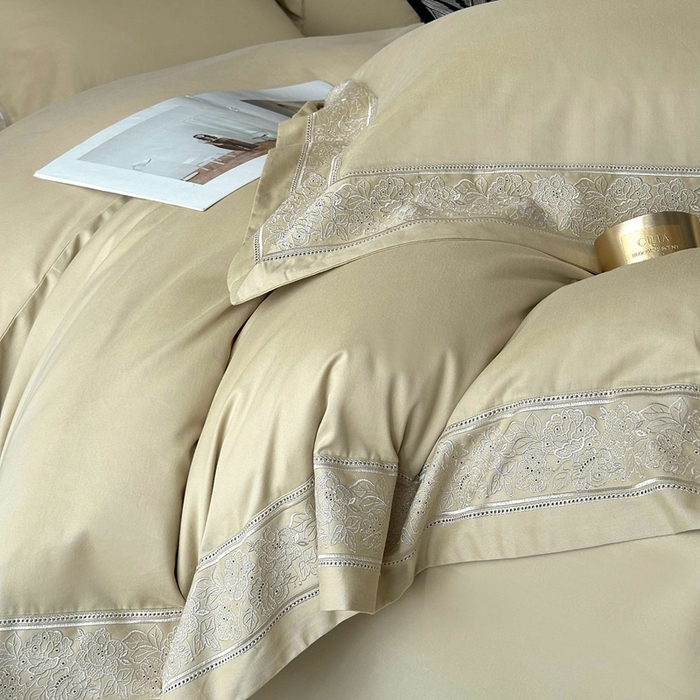 91家纺网 家纺一手货源 找家纺 时亿家居 2025新款镂空花边长绒棉纯棉磨毛四件套-海瑟薇 海瑟薇-浅草绿