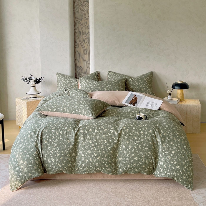 91家纺网 家纺一手货源 找家纺 （总）宝士康家纺 2025秋冬新品高克重A类原麻暗合四件套复古加厚双层纱仿亚麻套件