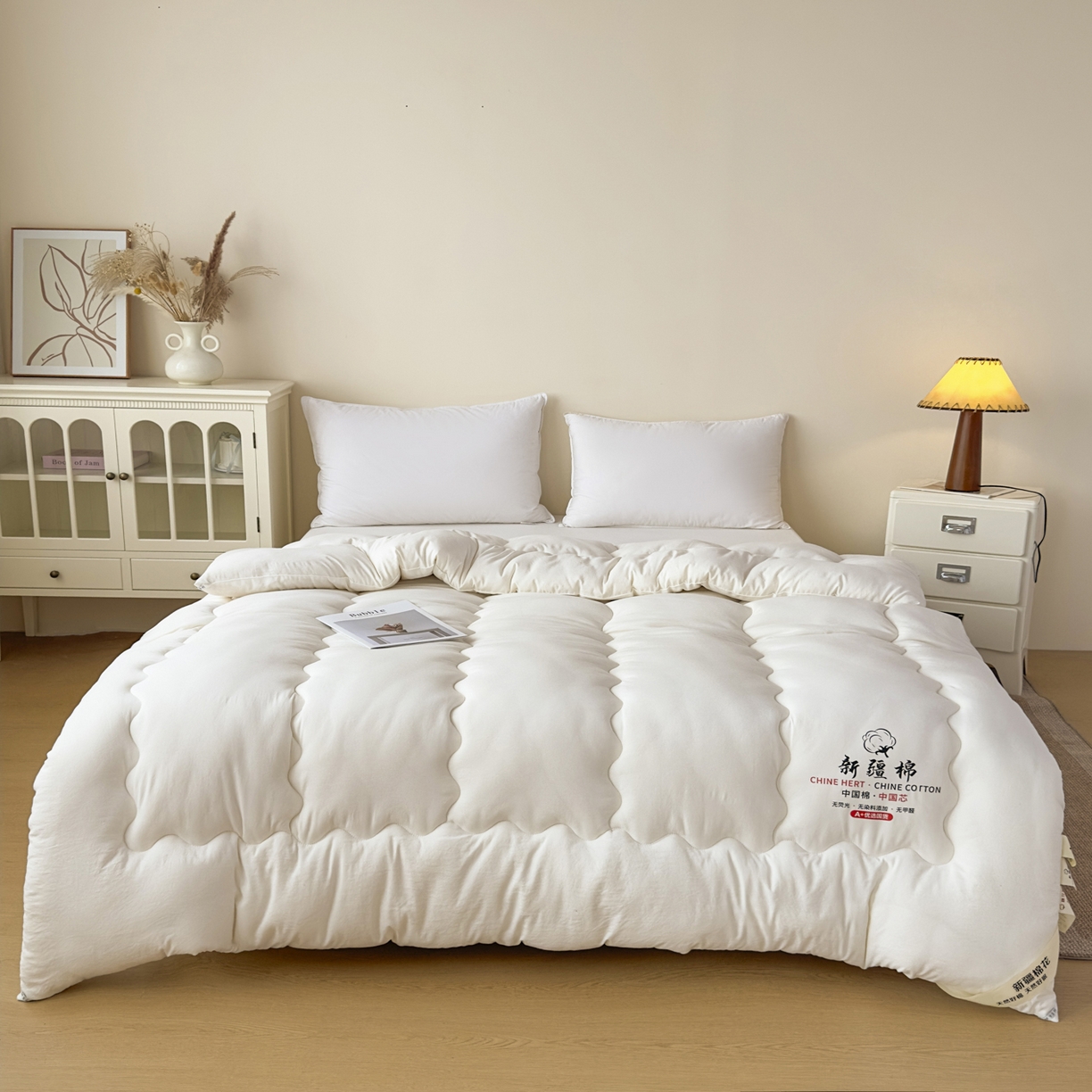 91家纺网 家纺一手货源 找家纺 （总）尊妙被业 2025新款新疆棉花被被子被芯冬被春秋被垫被二合一字母被