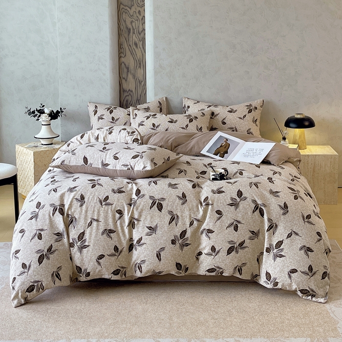 91家纺网 家纺一手货源 找家纺 （总）宝士康家纺 2025秋冬新品高克重A类原麻暗合四件套复古加厚双层纱仿亚麻套件