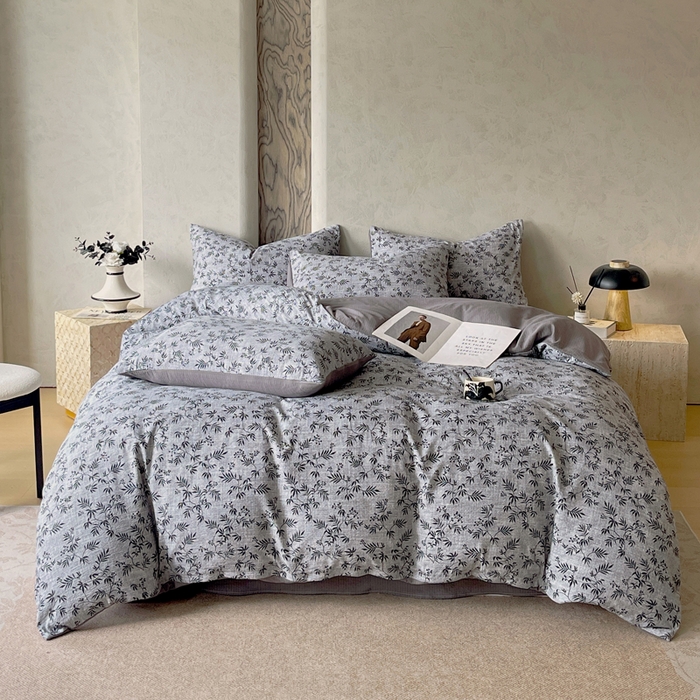 91家纺网 家纺一手货源 找家纺 （总）宝士康家纺 2025秋冬新品高克重A类原麻暗合四件套复古加厚双层纱仿亚麻套件