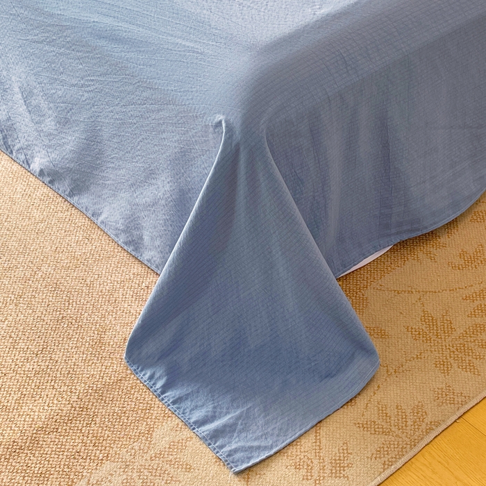 91家纺网 家纺一手货源 找家纺 宝士康家纺 2025秋冬新品高克重A类原麻暗合四件套复古加厚双层纱仿亚麻套件 青蔓