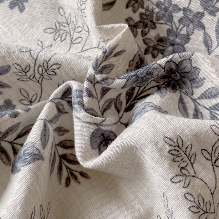 91家纺网 家纺一手货源 找家纺 宝士康家纺 2025秋冬新品高克重A类原麻暗合四件套复古加厚双层纱仿亚麻套件 素兮