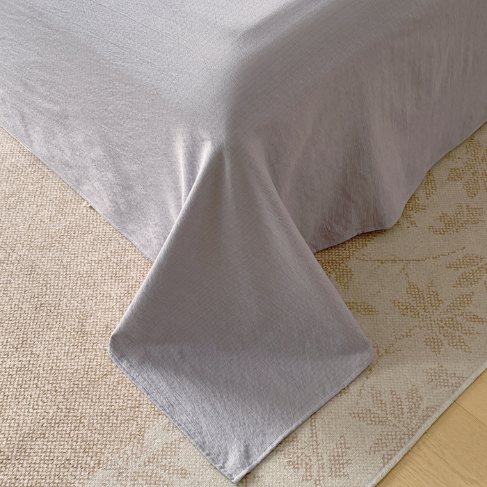 91家纺网 家纺一手货源 找家纺 宝士康家纺 2025秋冬新品高克重A类原麻暗合四件套复古加厚双层纱仿亚麻套件 素兮