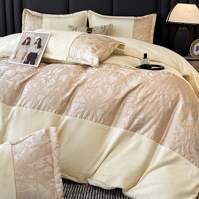 91家纺网 家纺一手货源 找家纺 （总）富宁家纺 2025新款立体雕花牛奶绒绣花四件套-洛卡玫瑰系列