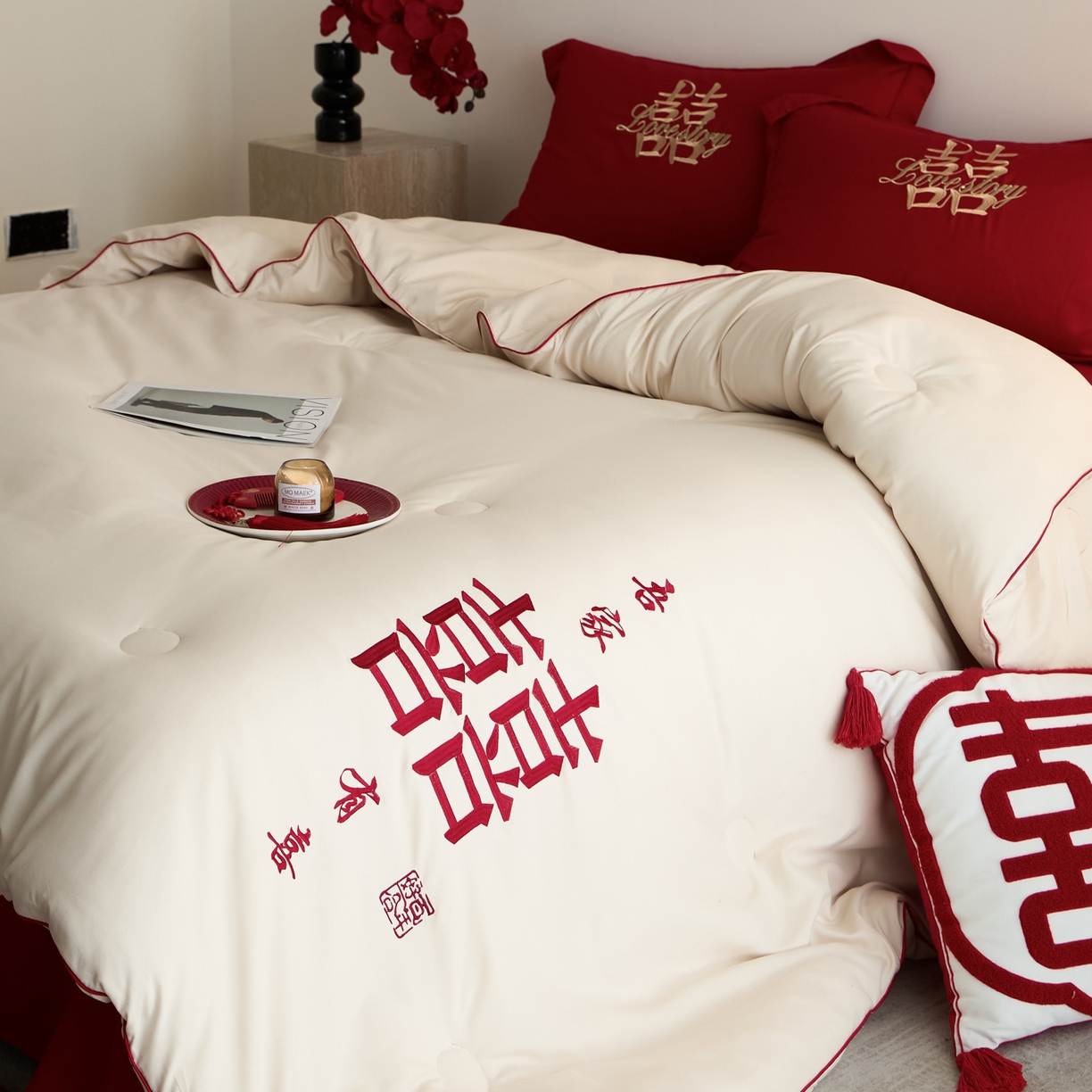 91家纺网 家纺一手货源 找家纺 （总）玉雅家纺 2025新款时尚大豆纤维结婚被婚庆被子被芯