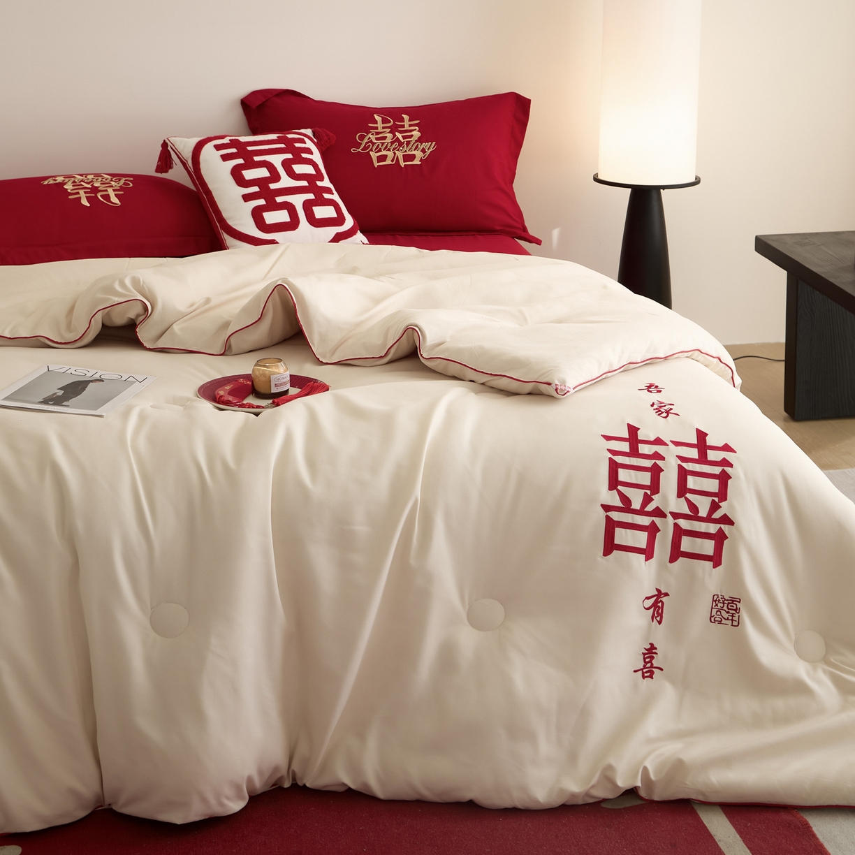 91家纺网 家纺一手货源 找家纺 （总）玉雅家纺 2025新款时尚大豆纤维结婚被婚庆被子被芯