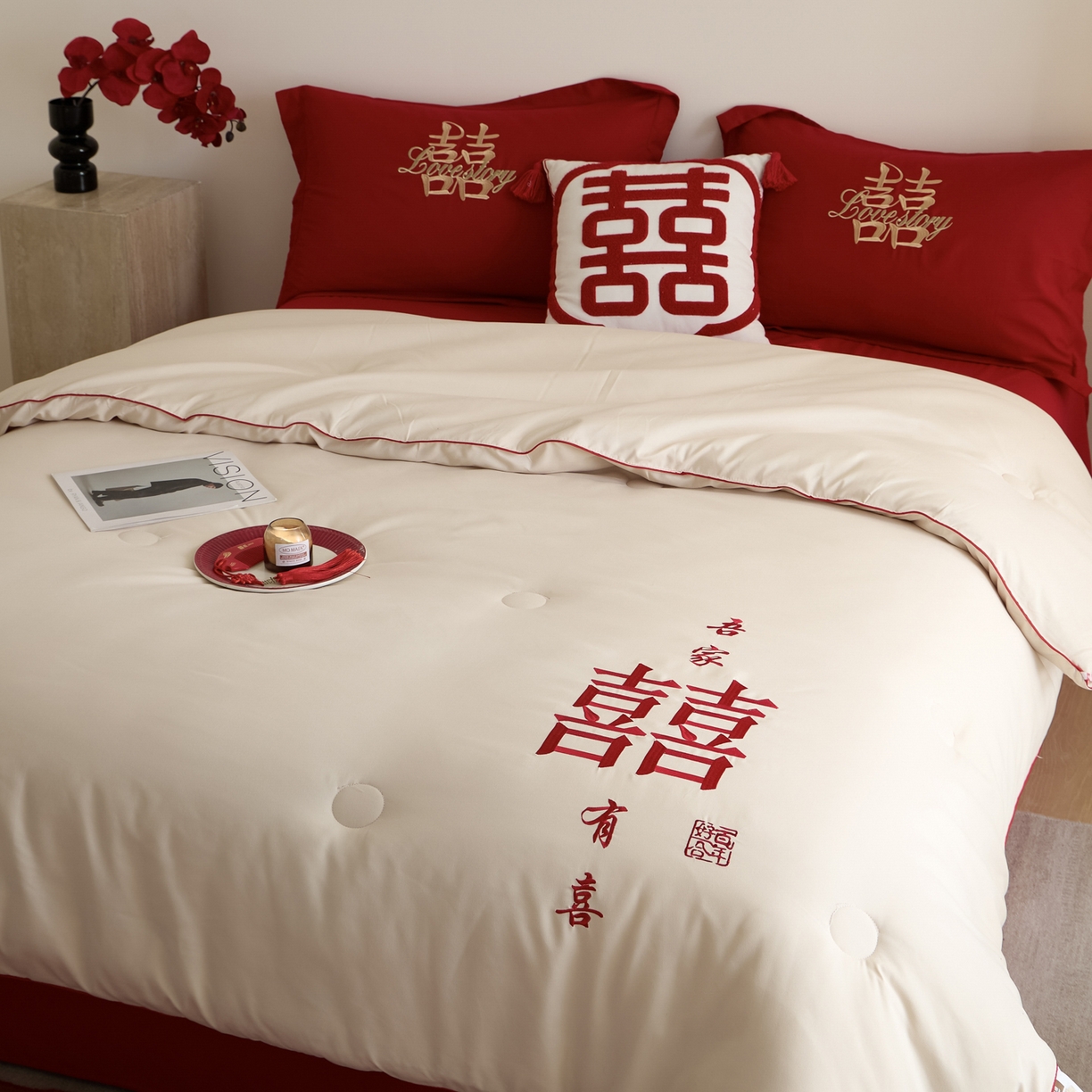 91家纺网 家纺一手货源 找家纺 （总）玉雅家纺 2025新款时尚大豆纤维结婚被婚庆被子被芯