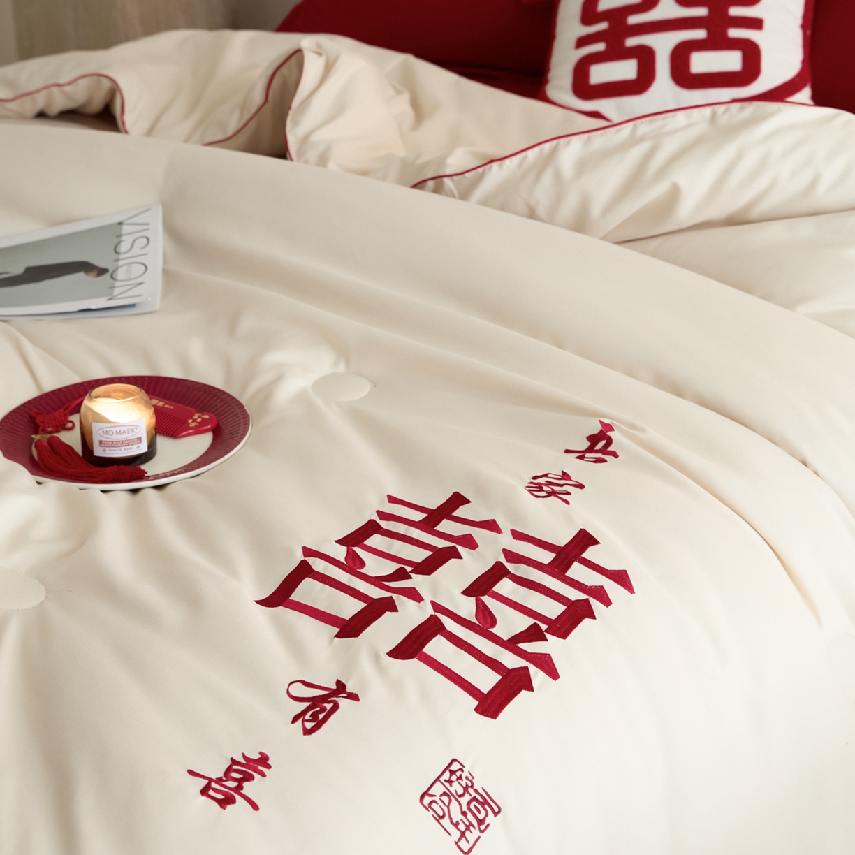 91家纺网 家纺一手货源 找家纺 玉雅家纺 2025新款时尚大豆纤维结婚被婚庆被子被芯 婚庆被-爱情