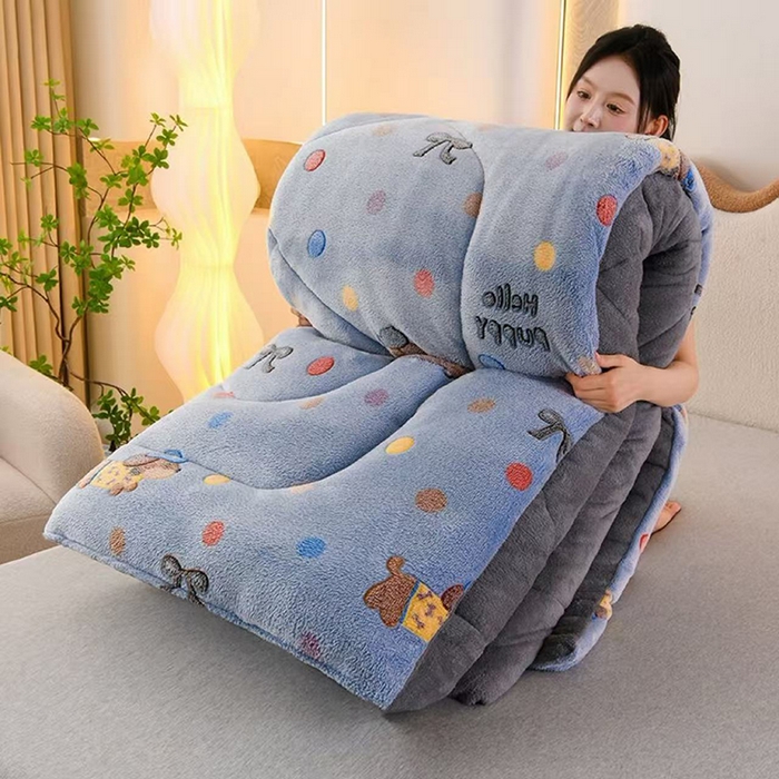 春雨家居 2025新款AB版雪花绒羊羔绒冬被被子被芯 七彩萌仔