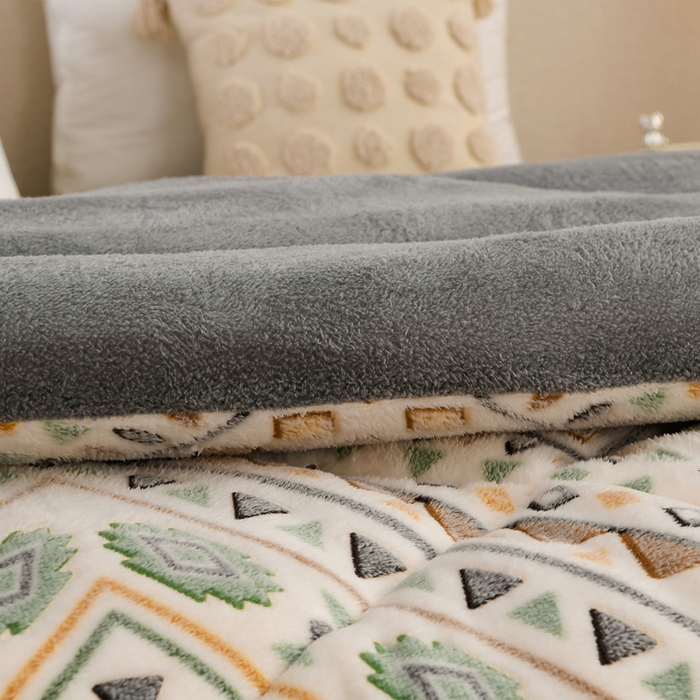 91家纺网 家纺一手货源 找家纺 春雨家居 2025新款AB版雪花绒羊羔绒冬被被子被芯 北欧风情