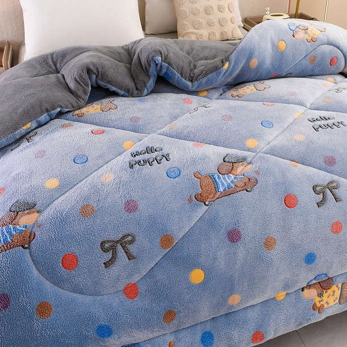 91家纺网 家纺一手货源 找家纺 春雨家居 2025新款AB版雪花绒羊羔绒冬被被子被芯 七彩萌仔