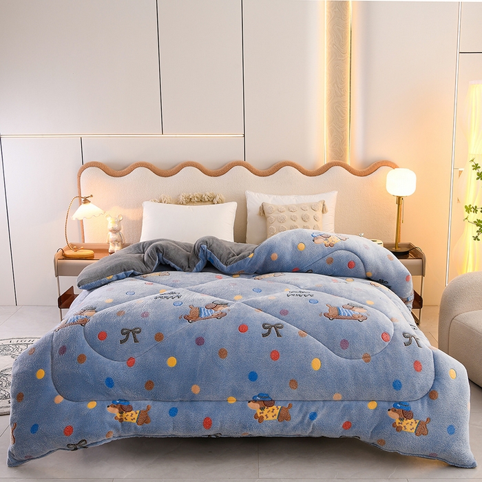 91家纺网 家纺一手货源 找家纺 春雨家居 2025新款AB版雪花绒羊羔绒冬被被子被芯 七彩萌仔