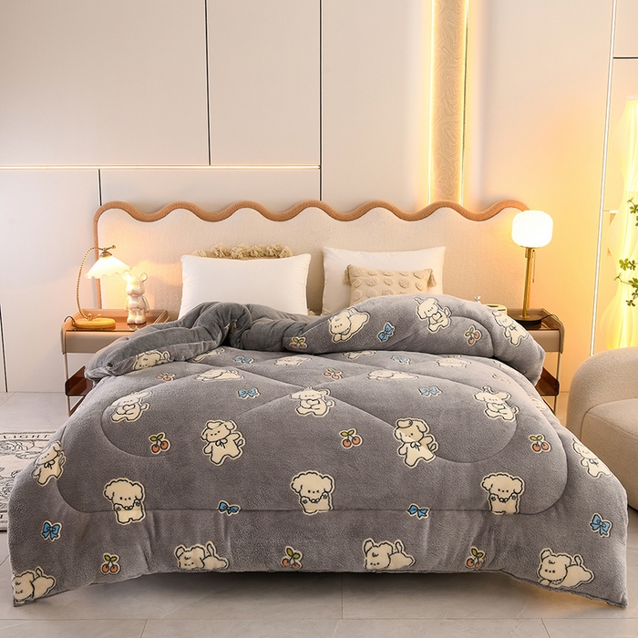 91家纺网 家纺一手货源 找家纺 春雨家居 2025新款AB版雪花绒羊羔绒冬被被子被芯 萌宠小白