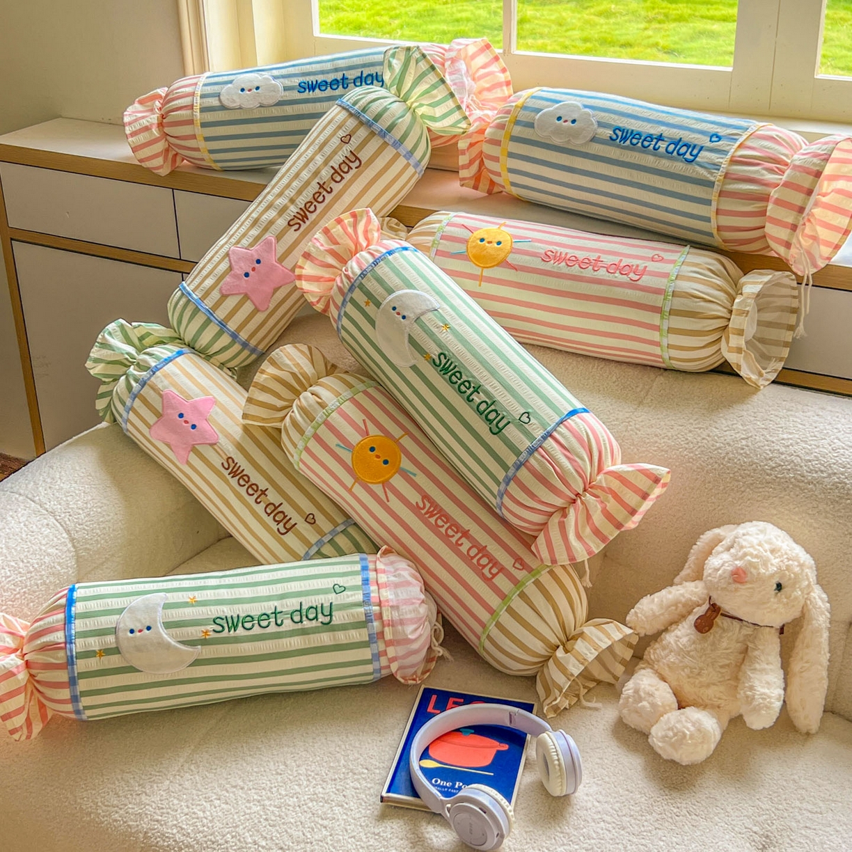 91家纺网 家纺一手货源 找家纺 希诺家居 2025新款ins奶油风奶糖枕糖果枕头枕芯 组合图