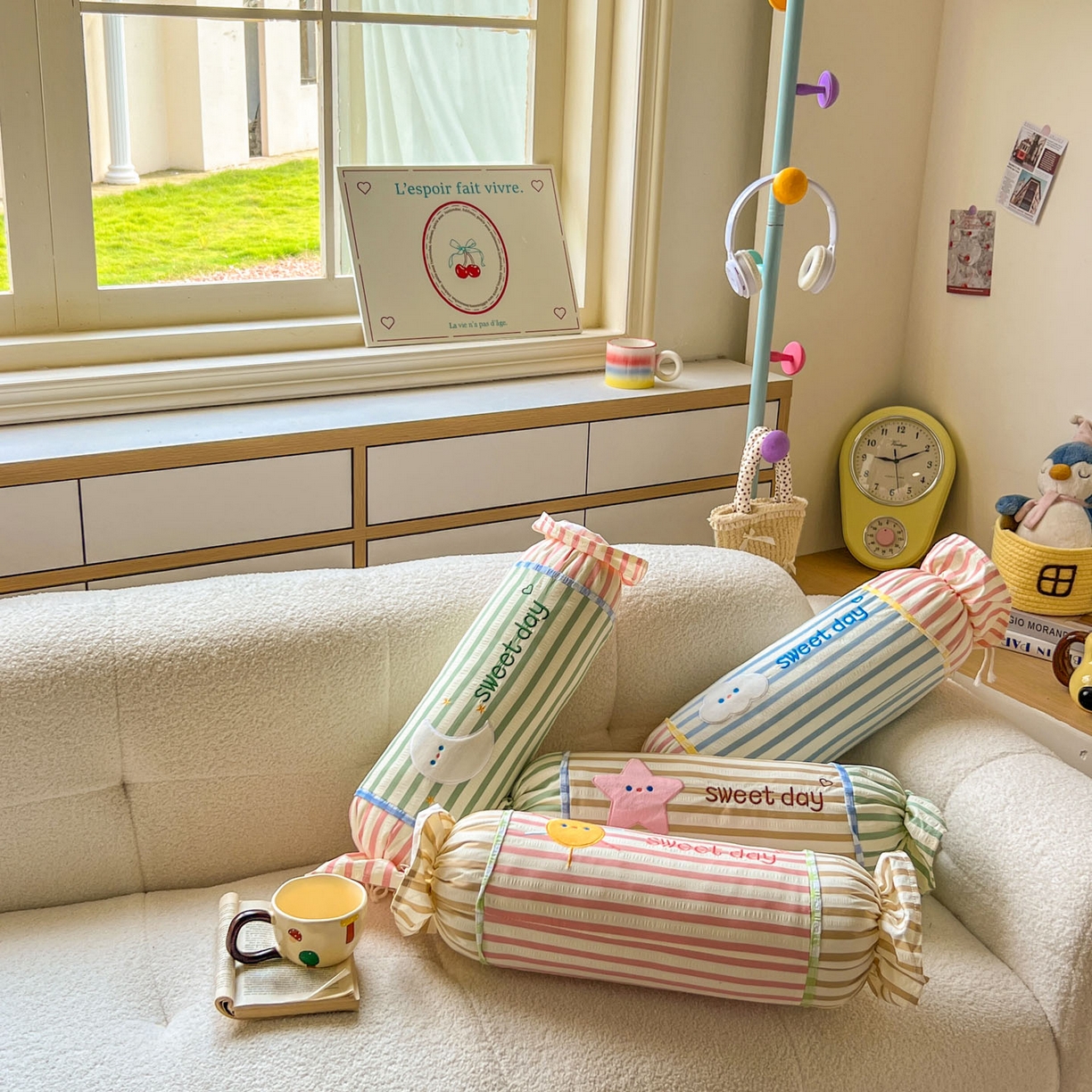 91家纺网 家纺一手货源 找家纺 希诺家居 2025新款ins奶油风奶糖枕糖果枕头枕芯 组合图