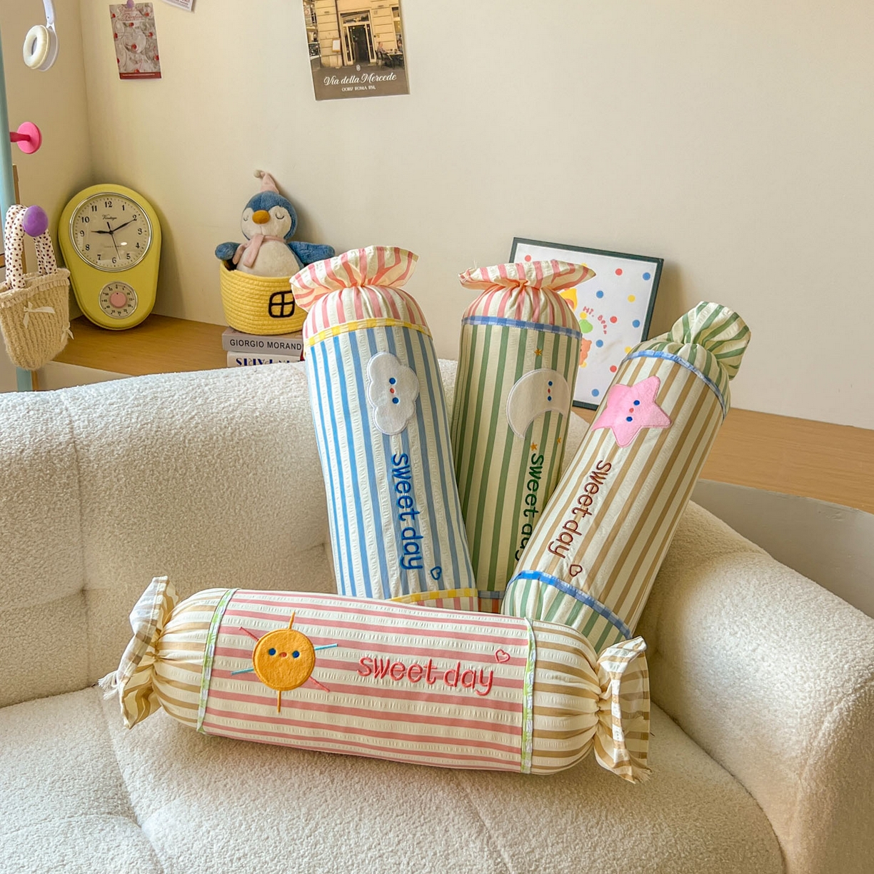 91家纺网 家纺一手货源 找家纺 希诺家居 2025新款ins奶油风奶糖枕糖果枕头枕芯 组合图