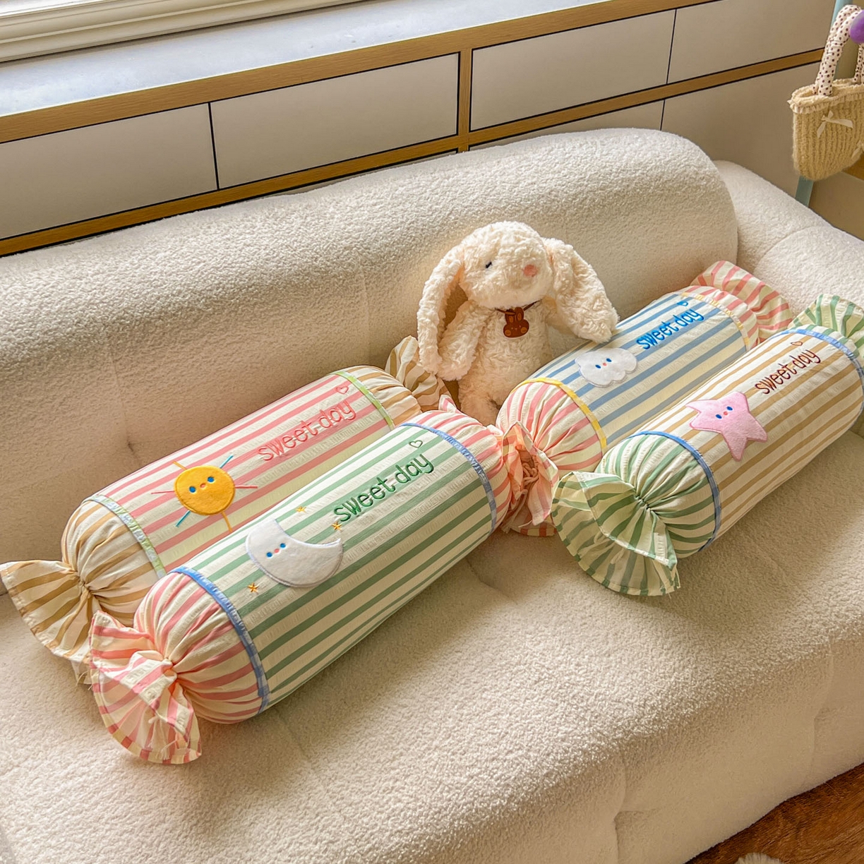 91家纺网 家纺一手货源 找家纺 希诺家居 2025新款ins奶油风奶糖枕糖果枕头枕芯 组合图