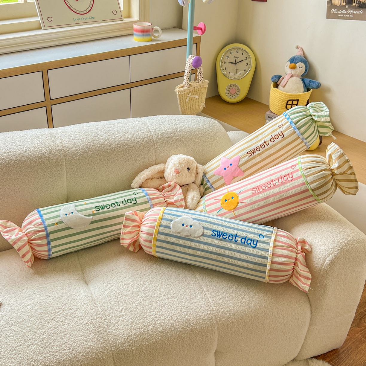 91家纺网 家纺一手货源 找家纺 希诺家居 2025新款ins奶油风奶糖枕糖果枕头枕芯 组合图