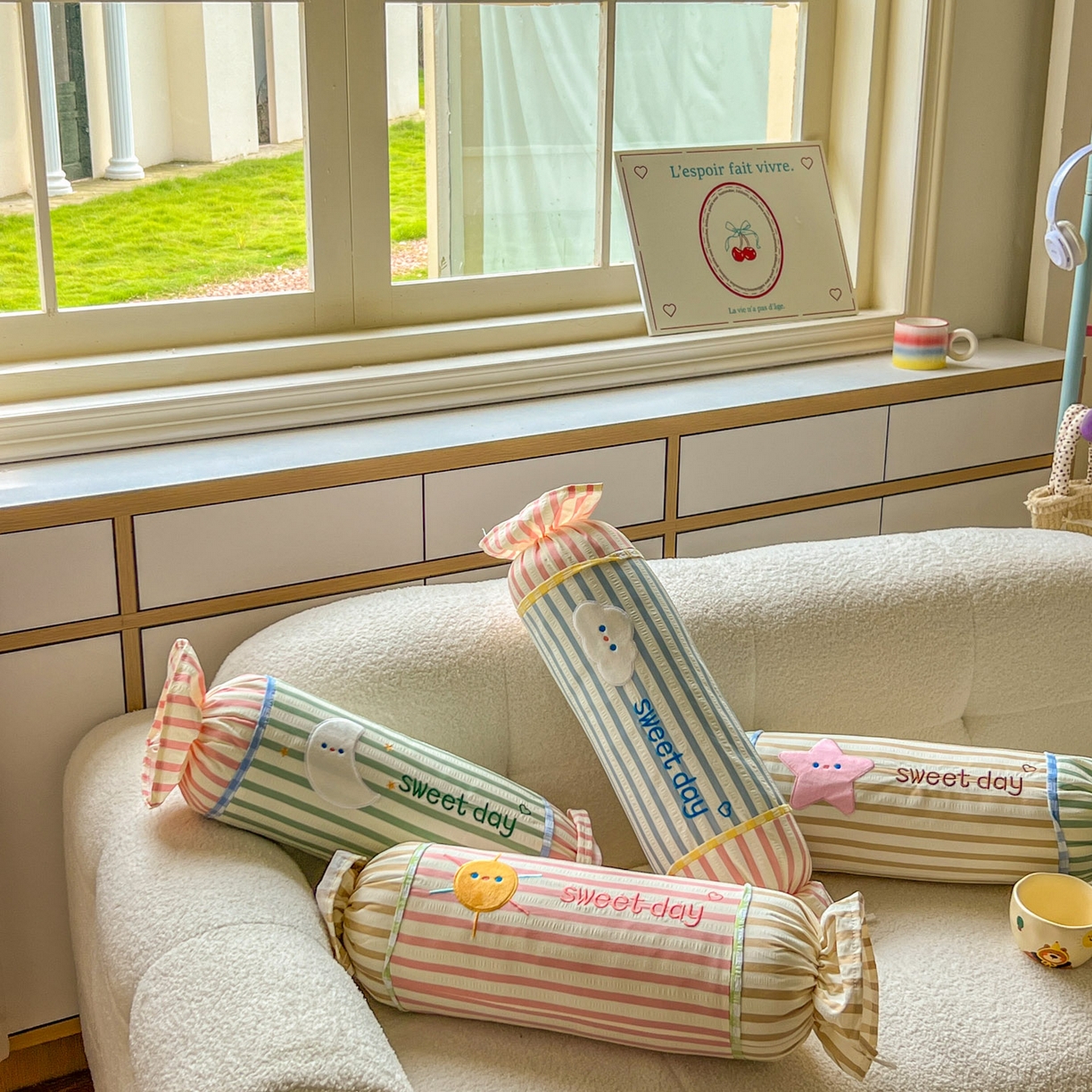 91家纺网 家纺一手货源 找家纺 希诺家居 2025新款ins奶油风奶糖枕糖果枕头枕芯 组合图