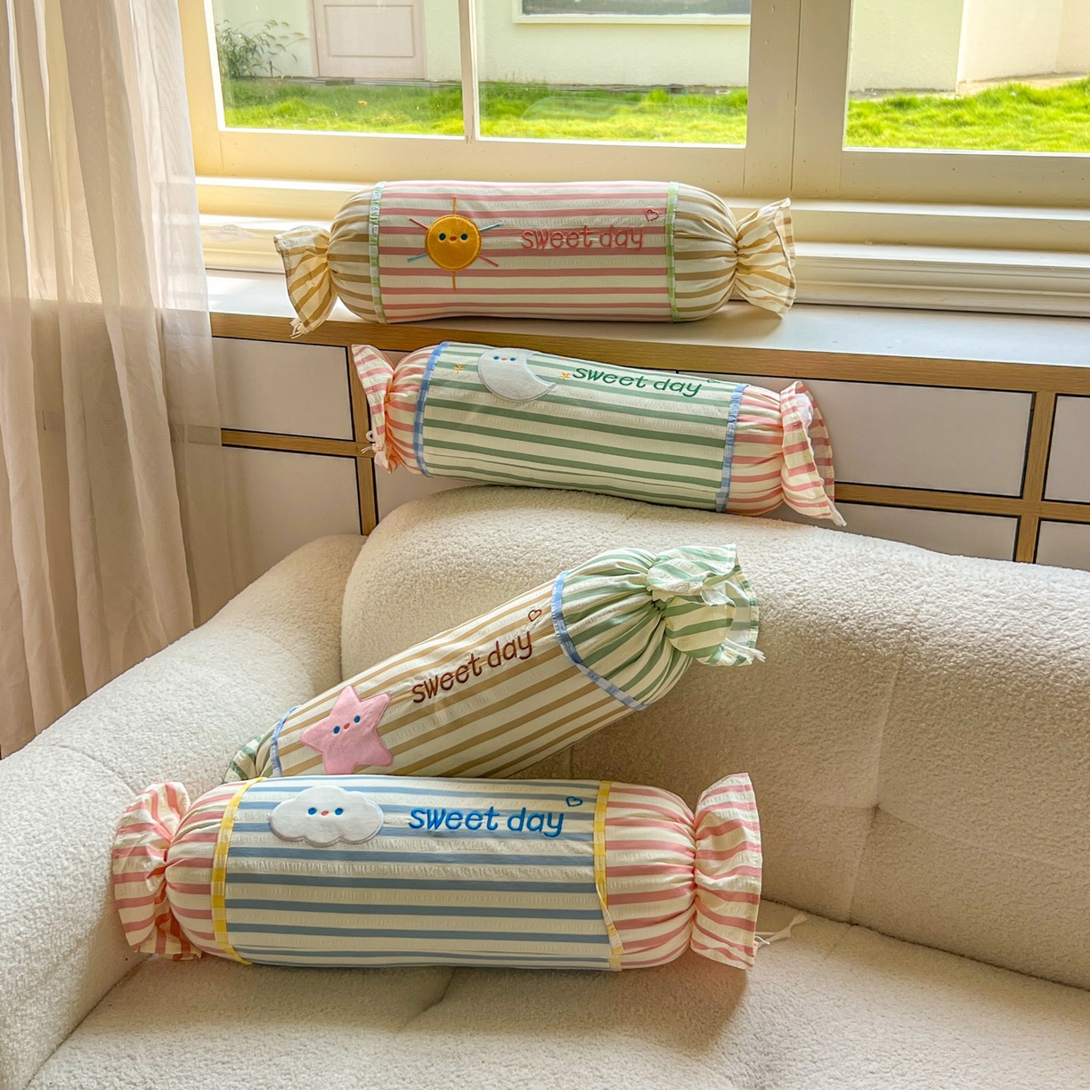 91家纺网 家纺一手货源 找家纺 希诺家居 2025新款ins奶油风奶糖枕糖果枕头枕芯 组合图