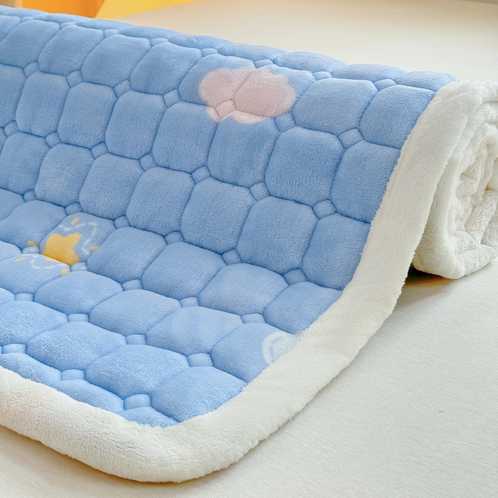 91家纺网 家纺一手货源 找家纺 优品惠 2025新款冬季牛奶绒床垫床褥垫子床护垫加绒床盖学生宿舍上下铺 织梦星月蓝