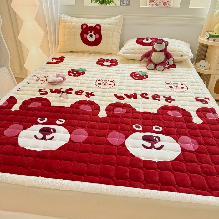 91家纺网 家纺一手货源 找家纺 （总）优品惠 2025新款牛奶绒夹棉床护垫夹棉床褥床盖床单加厚保暖