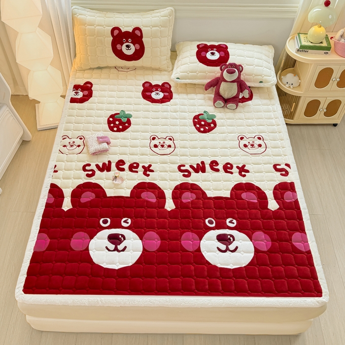 91家纺网 家纺一手货源 找家纺 （总）优品惠 2025新款牛奶绒夹棉床护垫夹棉床褥床盖床单加厚保暖