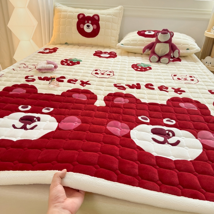 91家纺网 家纺一手货源 找家纺 （总）优品惠 2025新款牛奶绒夹棉床护垫夹棉床褥床盖床单加厚保暖