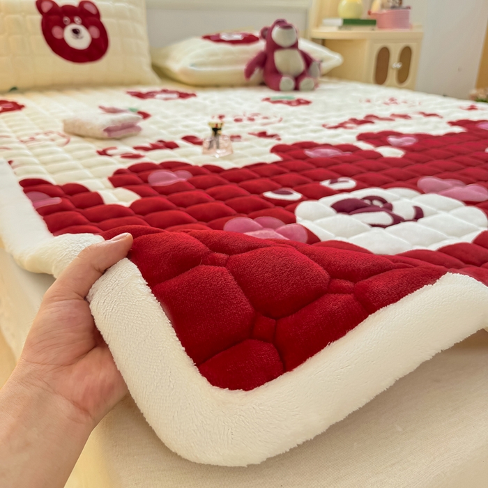 91家纺网 家纺一手货源 找家纺 （总）优品惠 2025新款牛奶绒夹棉床护垫夹棉床褥床盖床单加厚保暖