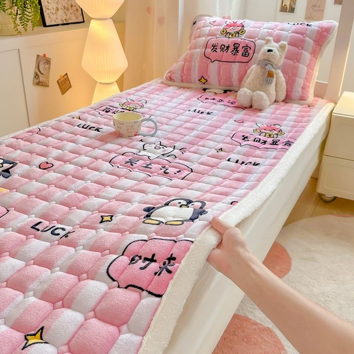 91家纺网 家纺一手货源 找家纺 优品惠 2025新款冬季牛奶绒床垫床褥垫子床护垫加绒床盖学生宿舍上下铺 发财暴富