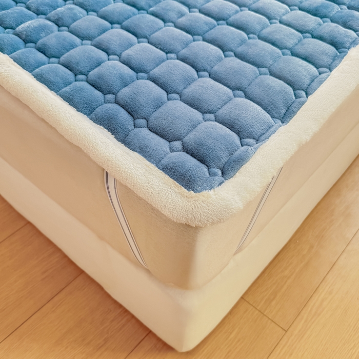 91家纺网 家纺一手货源 找家纺 优品惠 2025新款冬季牛奶绒床垫床褥垫子床护垫加绒床盖学生宿舍上下铺 蓝色