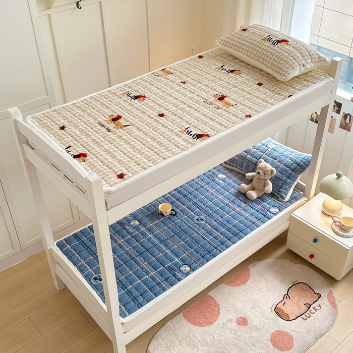 91家纺网 家纺一手货源 找家纺 优品惠 2025新款冬季牛奶绒床垫床褥垫子床护垫加绒床盖学生宿舍上下铺 朗格蓝